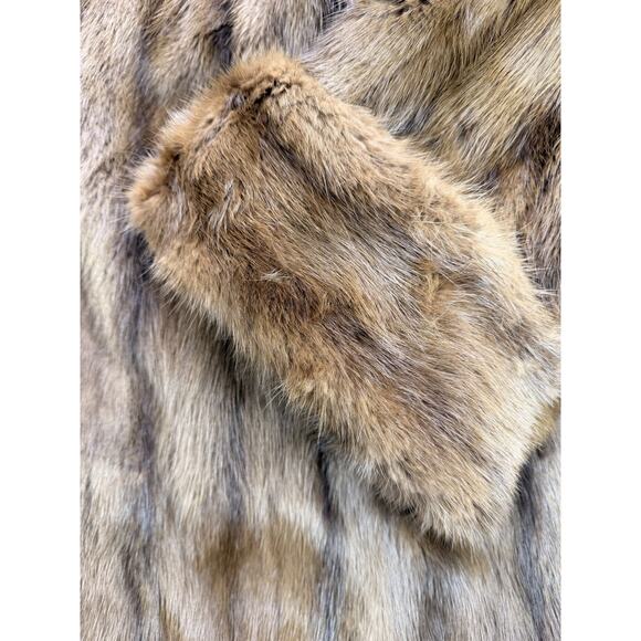 Kerrybrooke Faux Fur Coat Vintage 1950s Brown Made in USA WM L/XL 3/4 Length - Picture 2 of 10